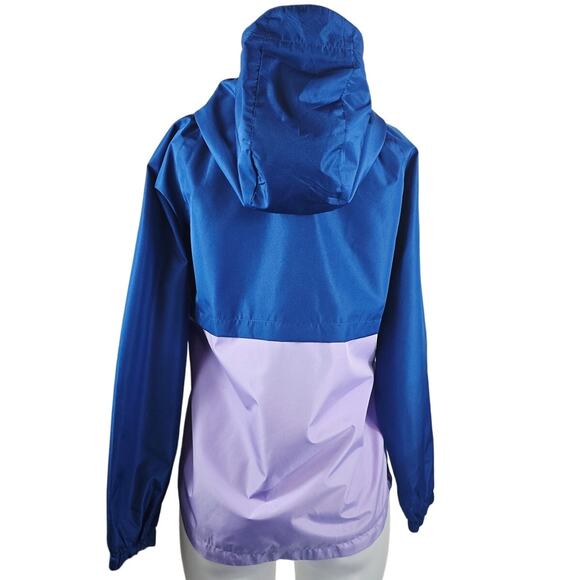 Eddie Bauer Girls Navy Blue Purple Double Zip Hooded Windbreaker Jacket L 14-16 - Picture 3 of 7